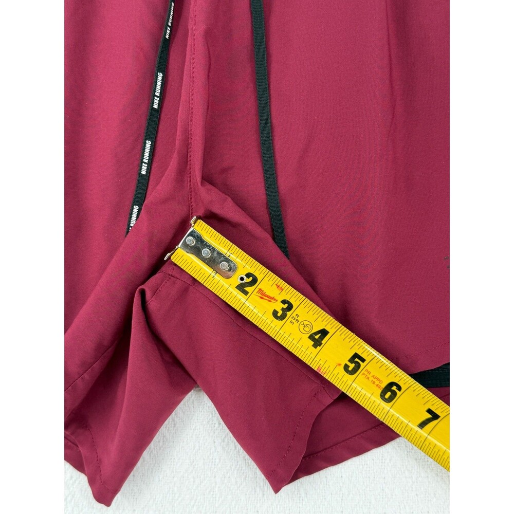 Nike Running Shorts XXL Maroon Black Dri-Fit Lined Drawstring Pocket Reflective - Picture 4 of 11